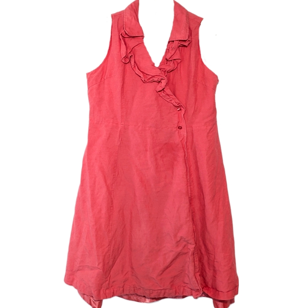 Appraisal Coral Ruffle Wrap Dress - 12